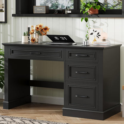 Farmhouse 47" Executive Desk with File Drawer, Computer Desk with 4 Drawers