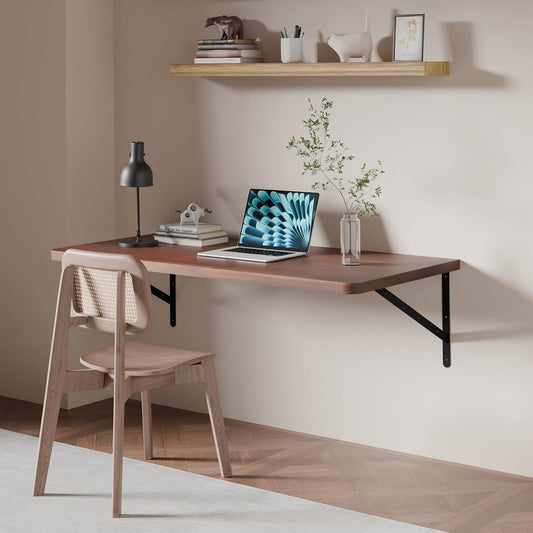 Floating Wall Desk for Home Office,Wall Mounted Table with Pine Wood,48 Inch Workbench for Garage,Work Table with Heavy Duty Brackets for Kitchen,Dining,Laundry
