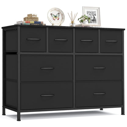 Wide Dresser for Bedroom, 8 Fabric Drawers with Steel Frame