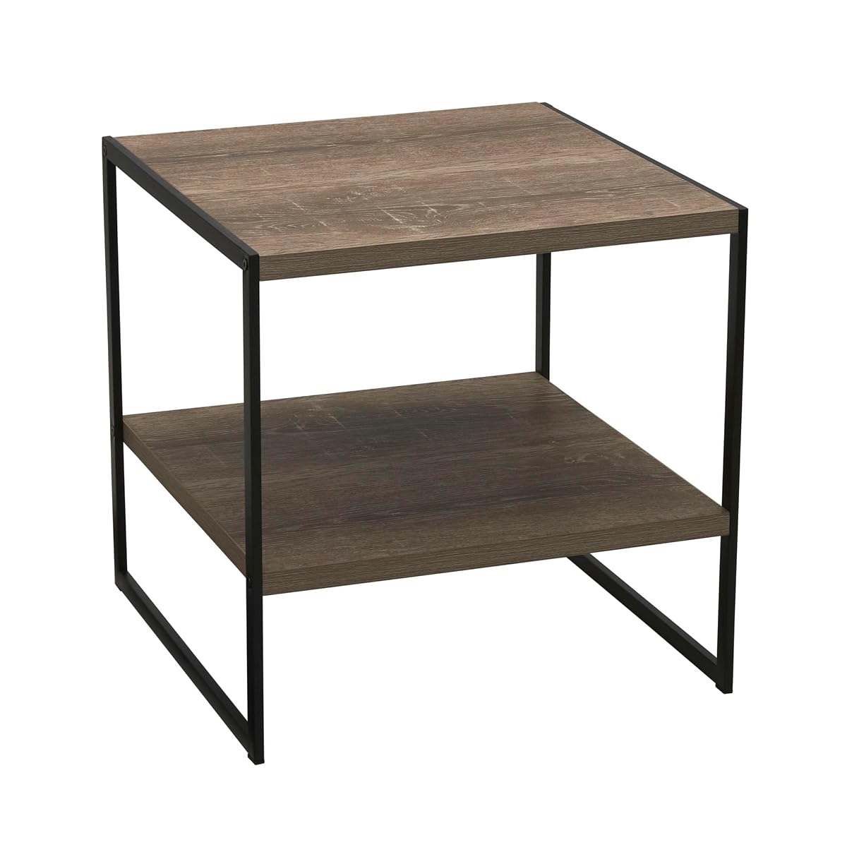 Square Wooden Side Table/End Table With Storage Shelf, Ashwood