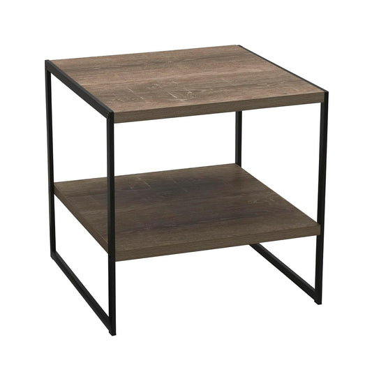 Square Wooden Side Table/End Table With Storage Shelf, Ashwood