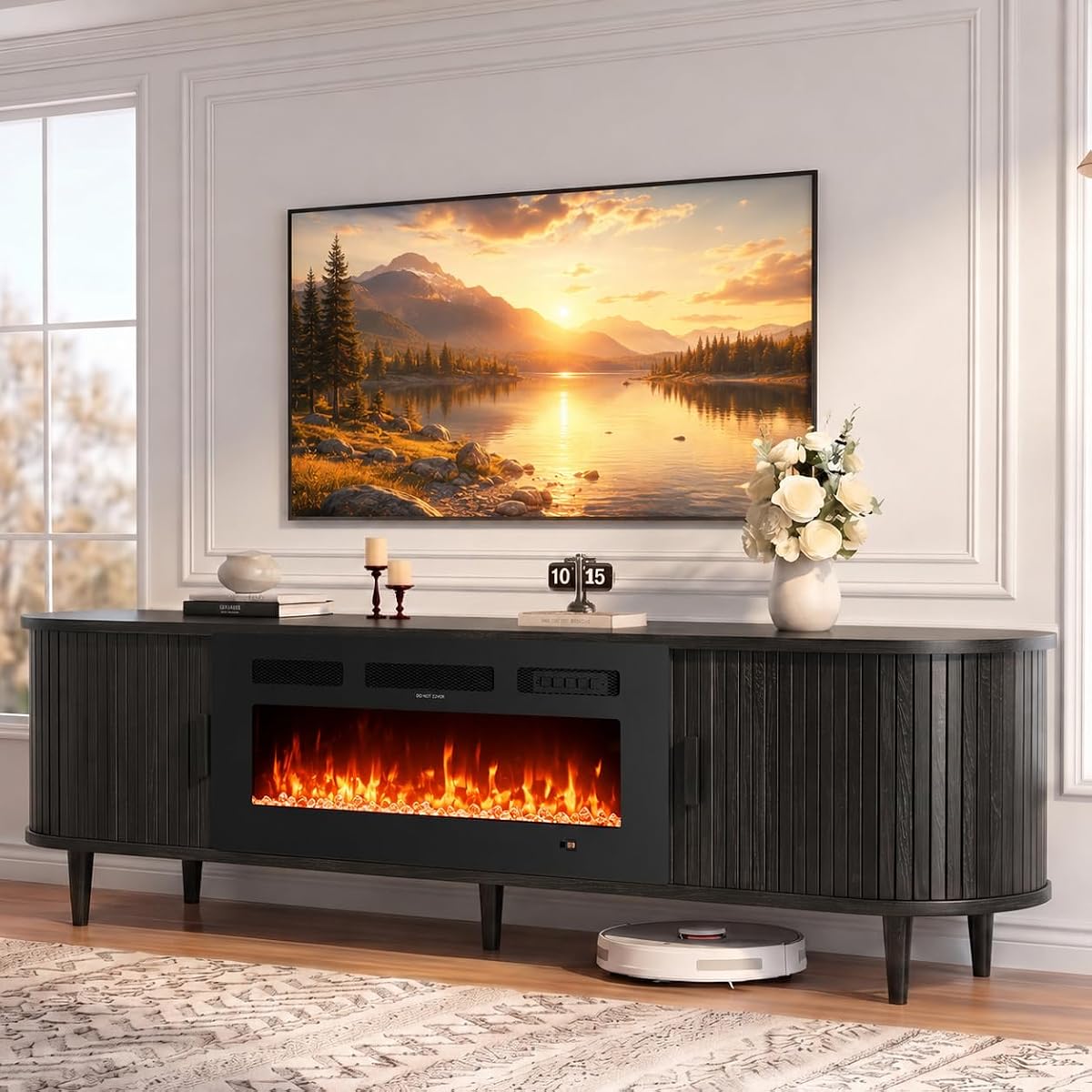 MXV 80″ Fluted Fireplace TV Stand