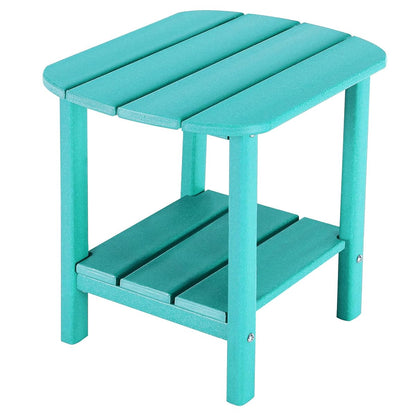 Double Adirondack Side Table, Outdoor Side Tables, End Tables for Patio, Backyard,Pool, Indoor Companion, Easy Maintenance & Weather Resistant(Turquoise)