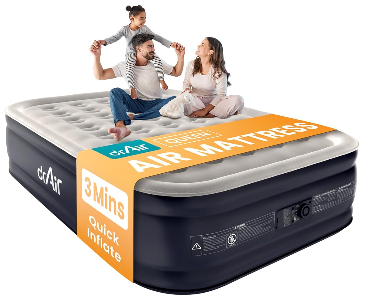 Queen Air Mattress with Built-in Pump, 18" Raised Blow Up Mattress