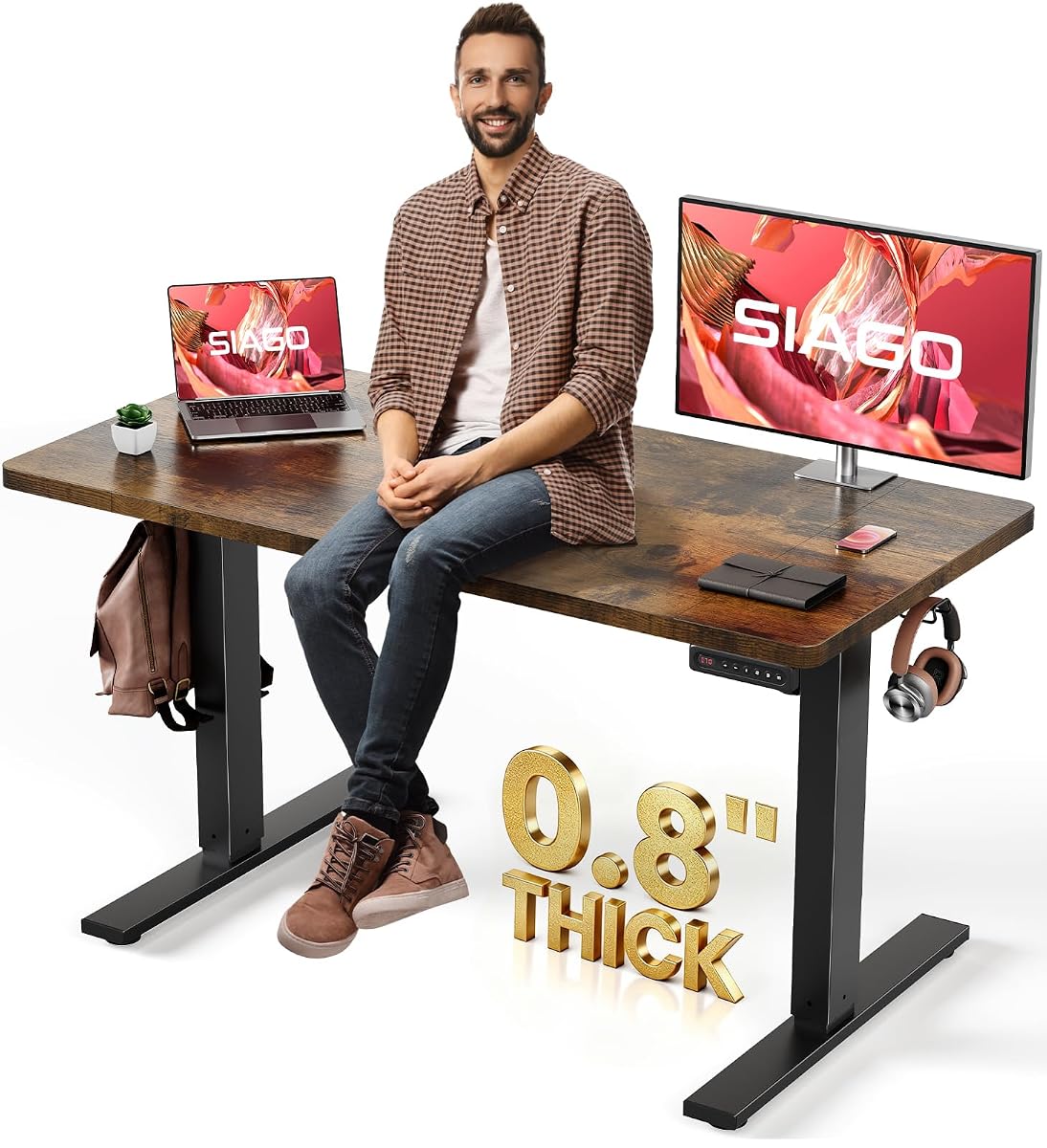 48 x 24 Inch Electric Standing Desk, 0.8 Inch Thick Tabletop
