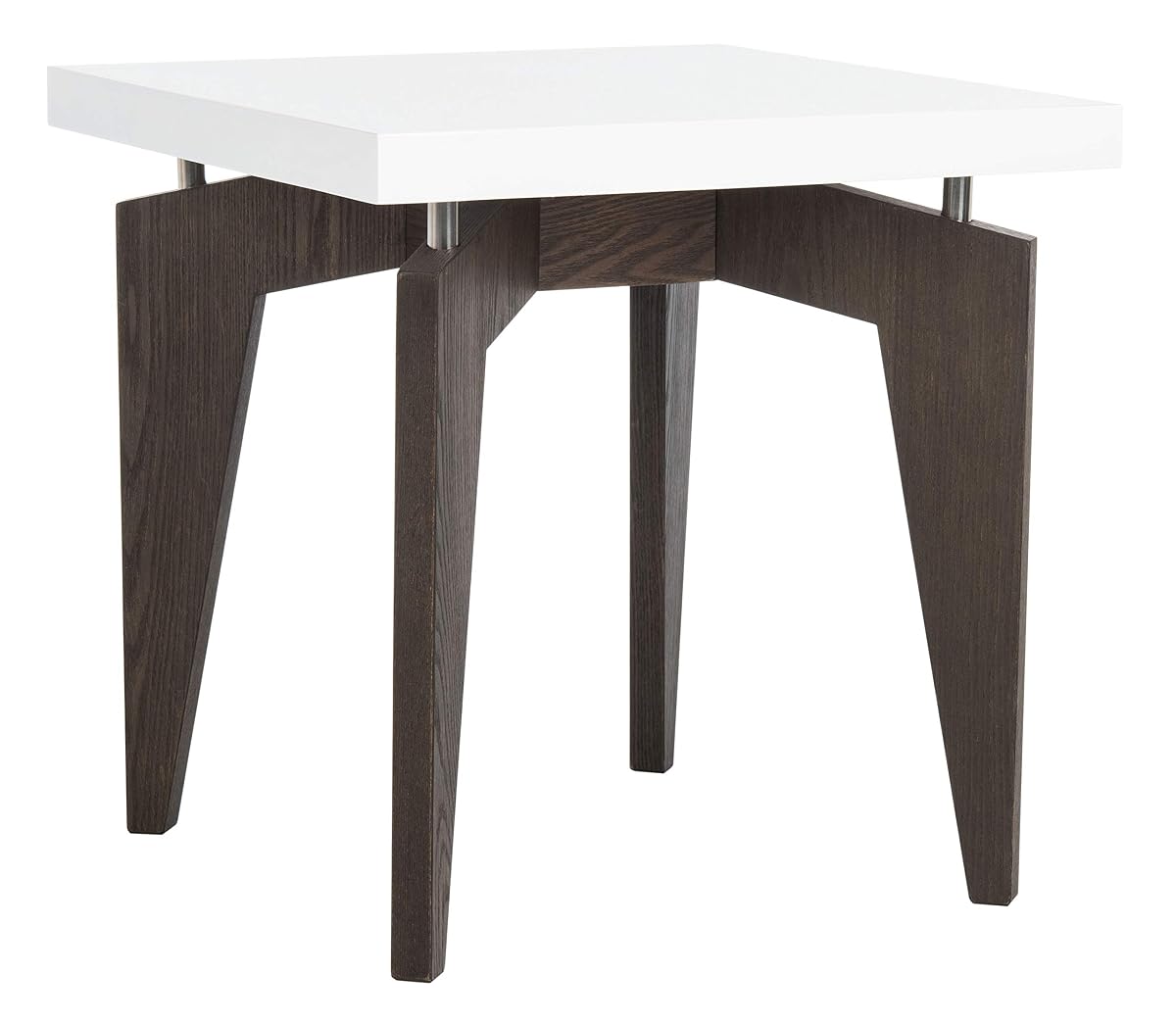 Safavieh Home Collection Josef Mid-Century Modern White and Dark Brown End Table