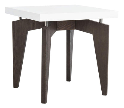 Safavieh Home Collection Josef Mid-Century Modern White and Dark Brown End Table