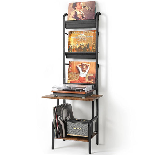 Record Player Stand with Vinyl Storage