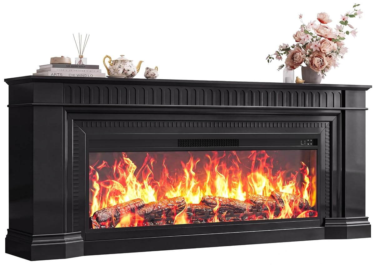 70'' Fireplace TV Stand with 48'' Electric Fireplace
