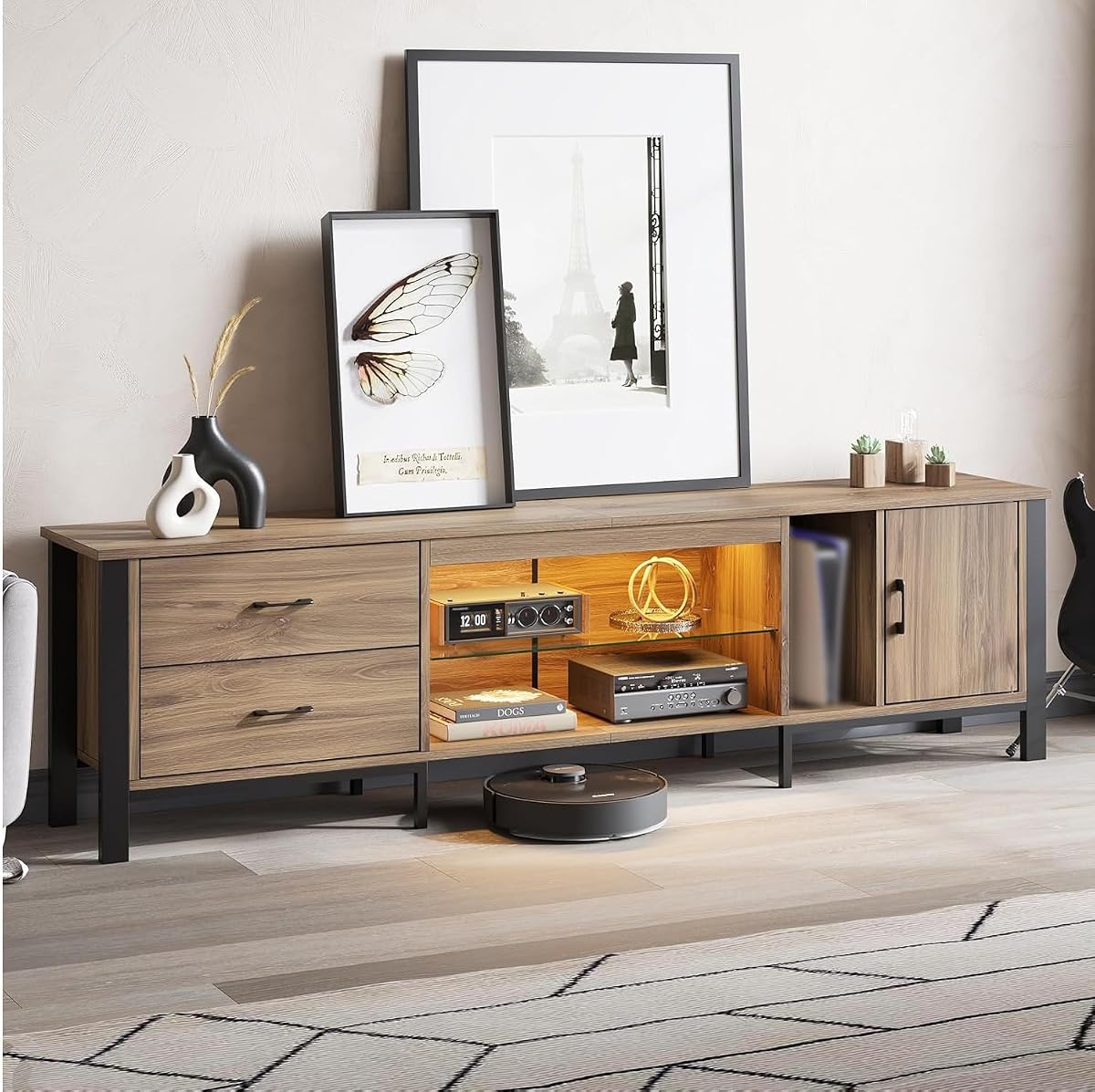 TV Stand for 75/80/85 inch TV, LED Gaming Entertainment Center