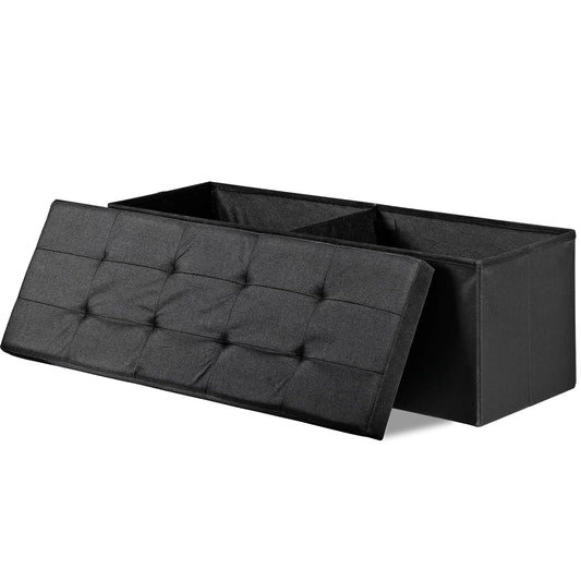 43.3 Inches Folding Storage Ottoman Bench with Hidden Storage, Foot Rest Stool, Chest for Living Room, Bedroom (Black)