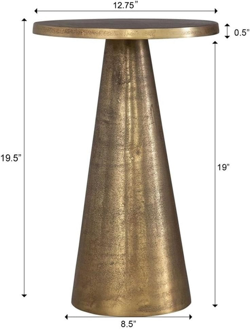 19.75" H X 12.75" W X 12.75" D Accent Aluminum Table in Antique Brass