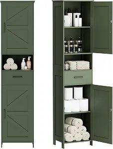 67" H Tall Bathroom Storage Cabinet with Barn Doors and Drawer, view 2