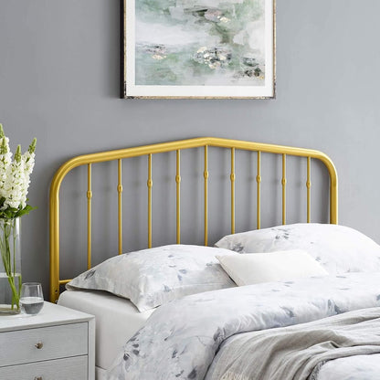 Lennon Modern Farmhouse Metal Full Headboard in Gold
