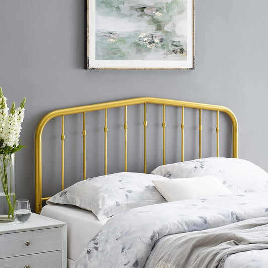 Lennon Modern Farmhouse Metal Full Headboard in Gold