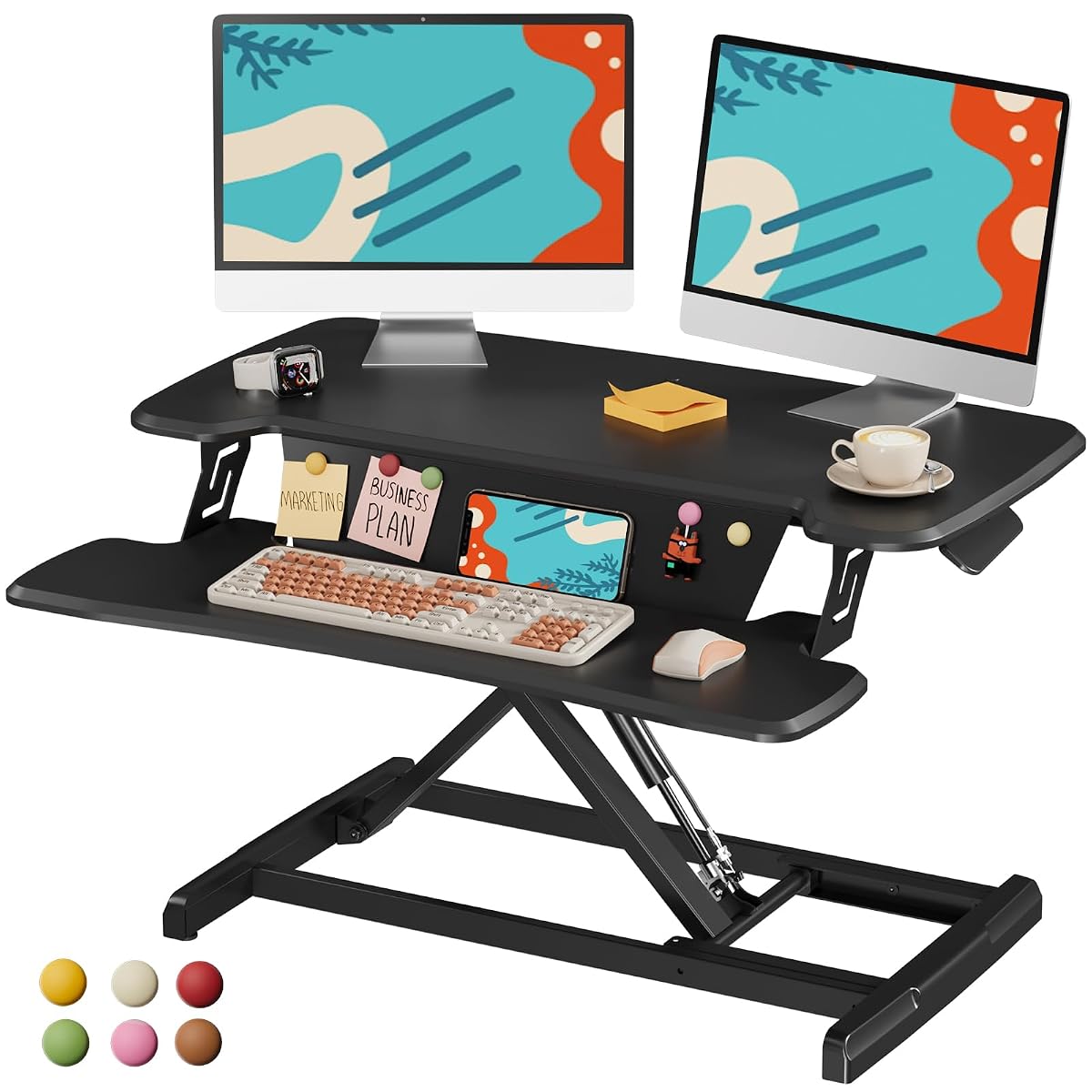 Standing Desk Converter, 32" Height Adjustable Desk Riser, Black
