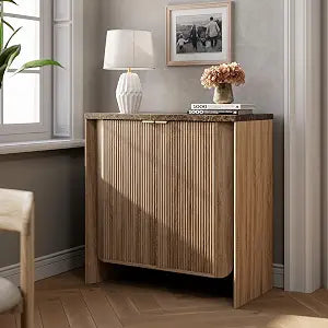 31.5" Fluted Sideboard Buffet Cabinet with Storage, Natural Oak, view 2