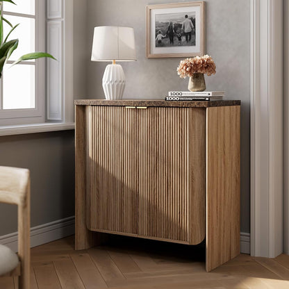 31.5" Fluted Sideboard Buffet Cabinet with Storage, Natural Oak