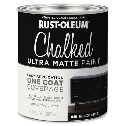 Black Abyss Chalked All-in-One Ultra Matte Paint | One Coat Coverage | No Primer, Sanding, Or Topcoat Needed | Easy Clean Up | Made in USA | 30 OZ