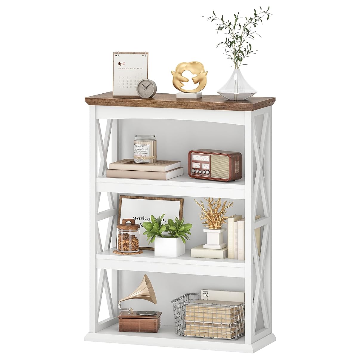 4-Tier Bookshelf, 42.9" Small Bookcase, Floor Standing Organizer Shelf