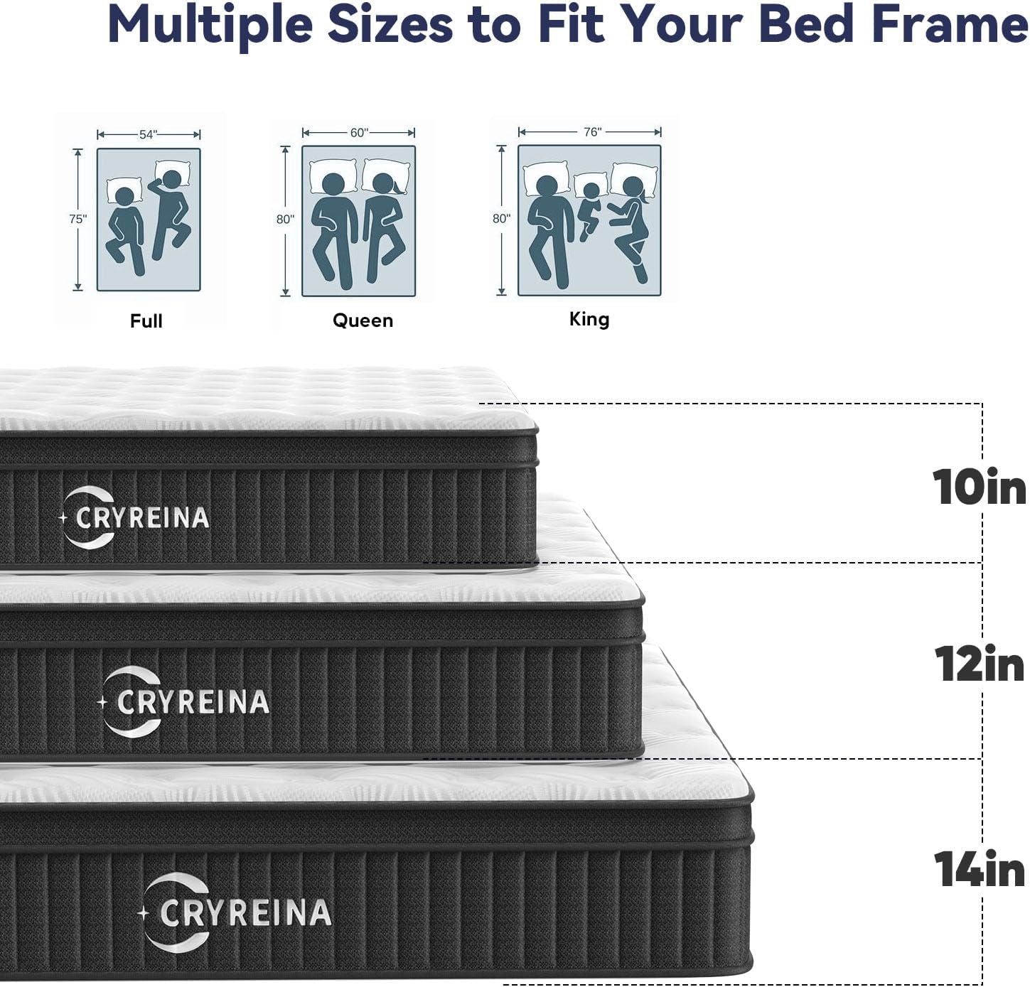 Queen Mattress, 12 Inch Queen Hybrid Mattress in a Box, Upgrade Individually Pocket Springs, Medium Firm, Pressure Relief, Breathable Comfort and Durable, Certipur-Us Certified