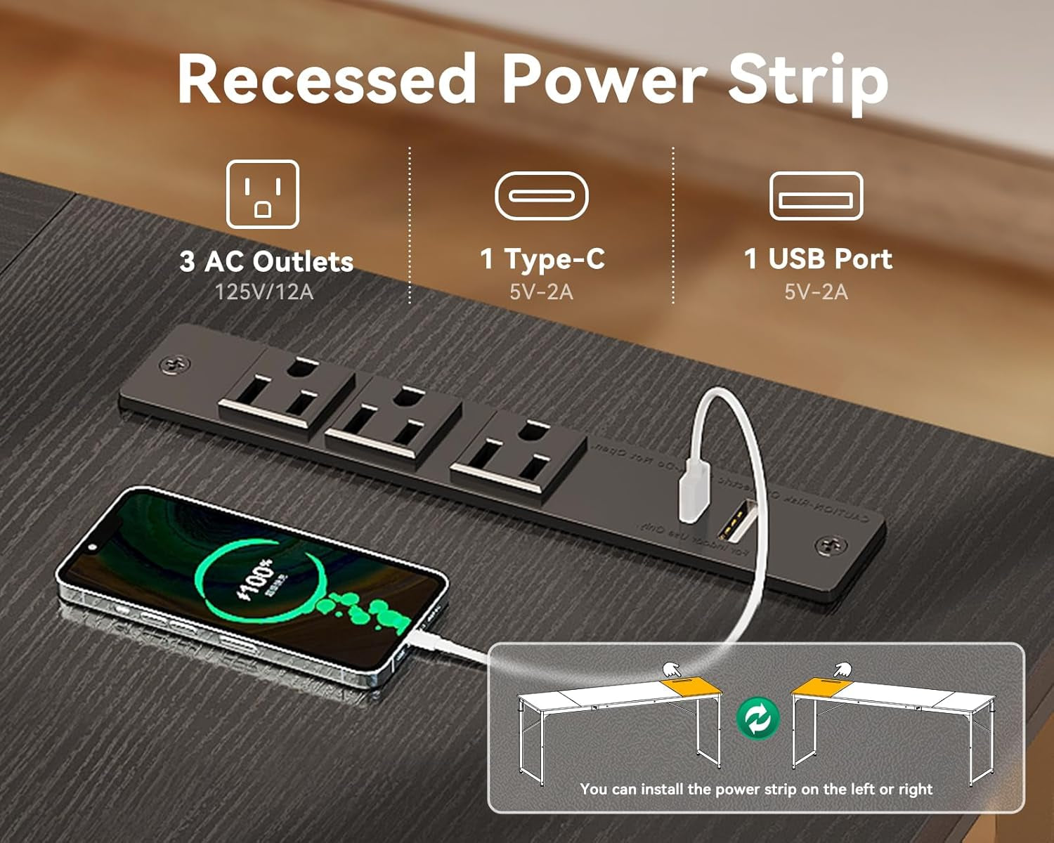 71 Inch Computer Desk with USB Ports, Large Office Desk, Long Study Student Writing Desk, Black