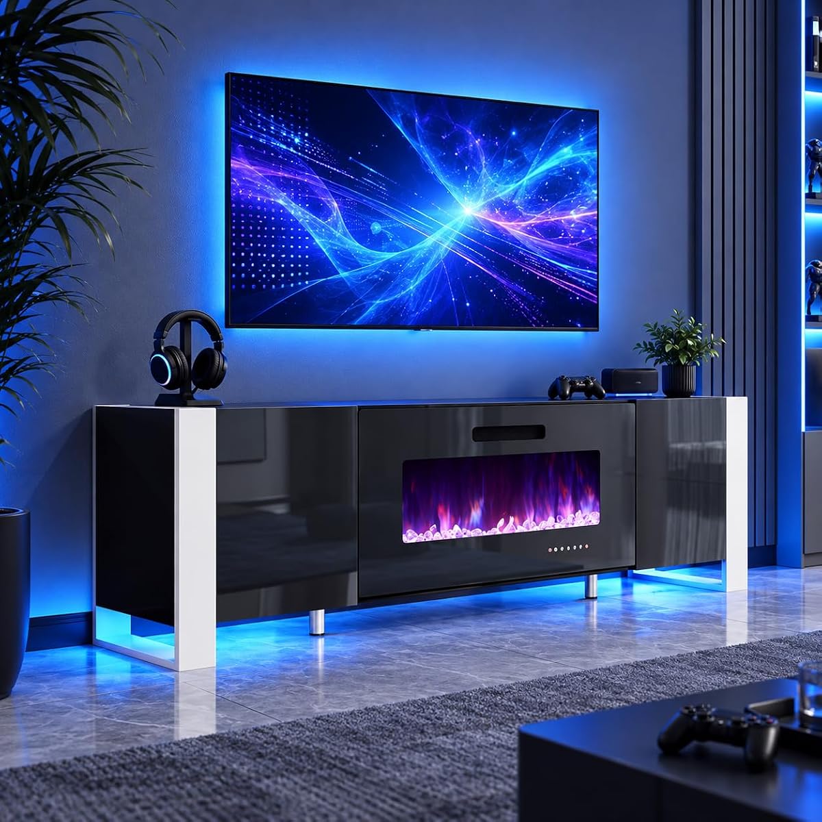 70" Modern Fireplace TV Stand with 36" Electric Fireplace
