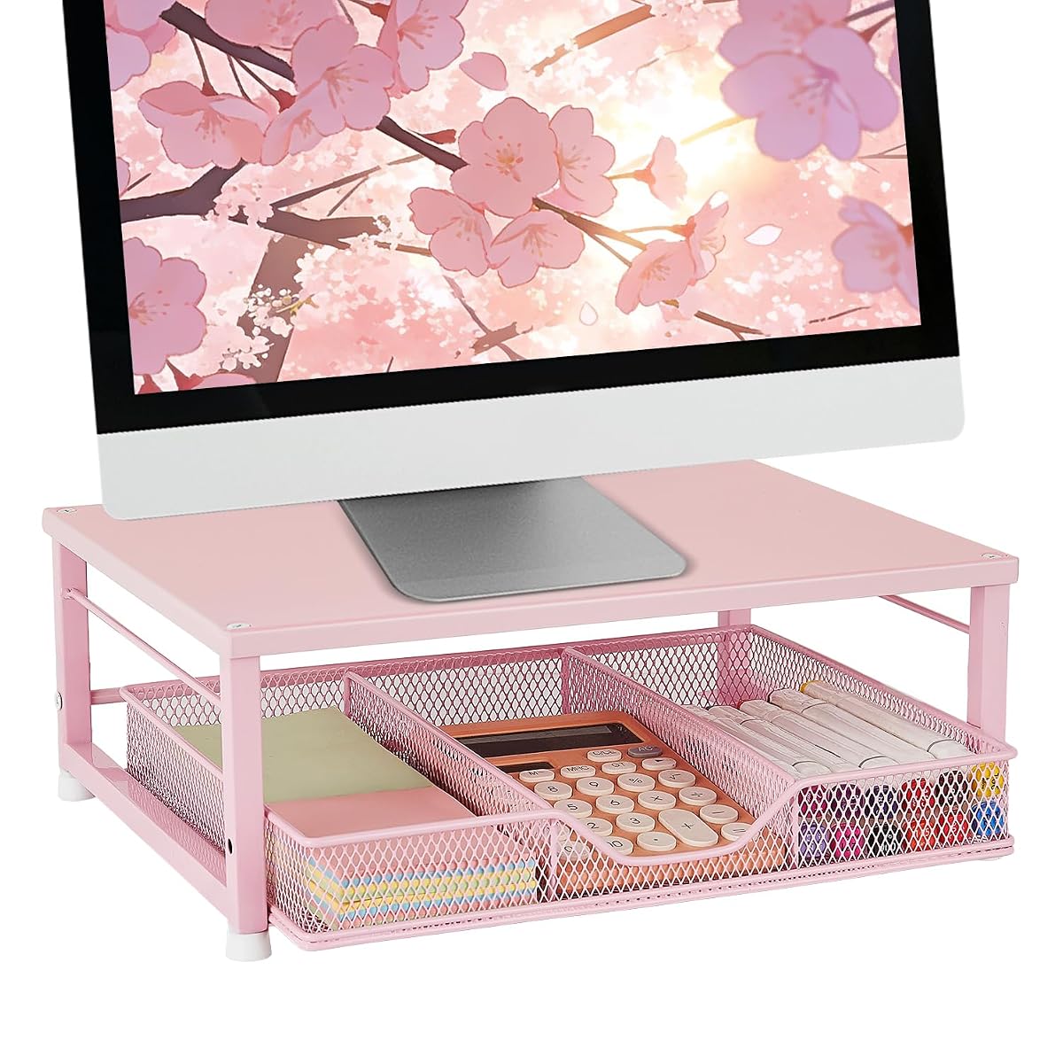 Small Pink Laptop Stand for Desk, Monitor Stand, Office Desk Accessories