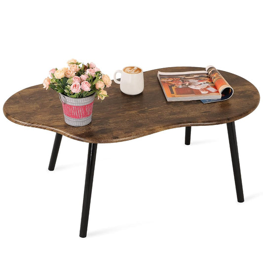 Small Coffee Table Cloud Shape Coffee Table Industrial Coffee Tables Wood Irregular Center Floor Tables Mid Century Style Decorative Furniture for Living Room Small Spaces Office