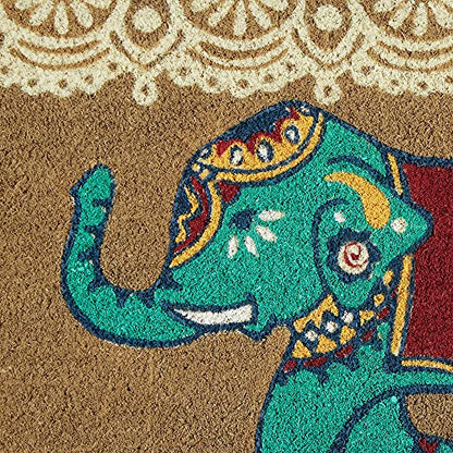 Animal Collection Natural Coir Doormat, 17x29, Indian Elephant