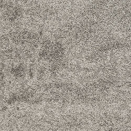 SAFAVIEH Florida Shag Collection Area Rug - 4' Square, Grey & Beige, Damask Design, Non-Shedding & Easy Care, 1.2-inch Thick Ideal for High Traffic Areas in Living Room, Bedroom (SG460-8013)