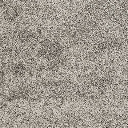 SAFAVIEH Florida Shag Collection Area Rug - 4' Square, Grey & Beige, Damask Design, Non-Shedding & Easy Care, 1.2-inch Thick Ideal for High Traffic Areas in Living Room, Bedroom (SG460-8013)