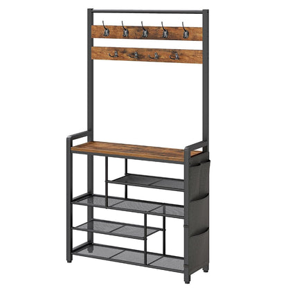 Hall Tree with Bench, Shoe Rack with Coat Rack, Coat Rack with Shoe Storage