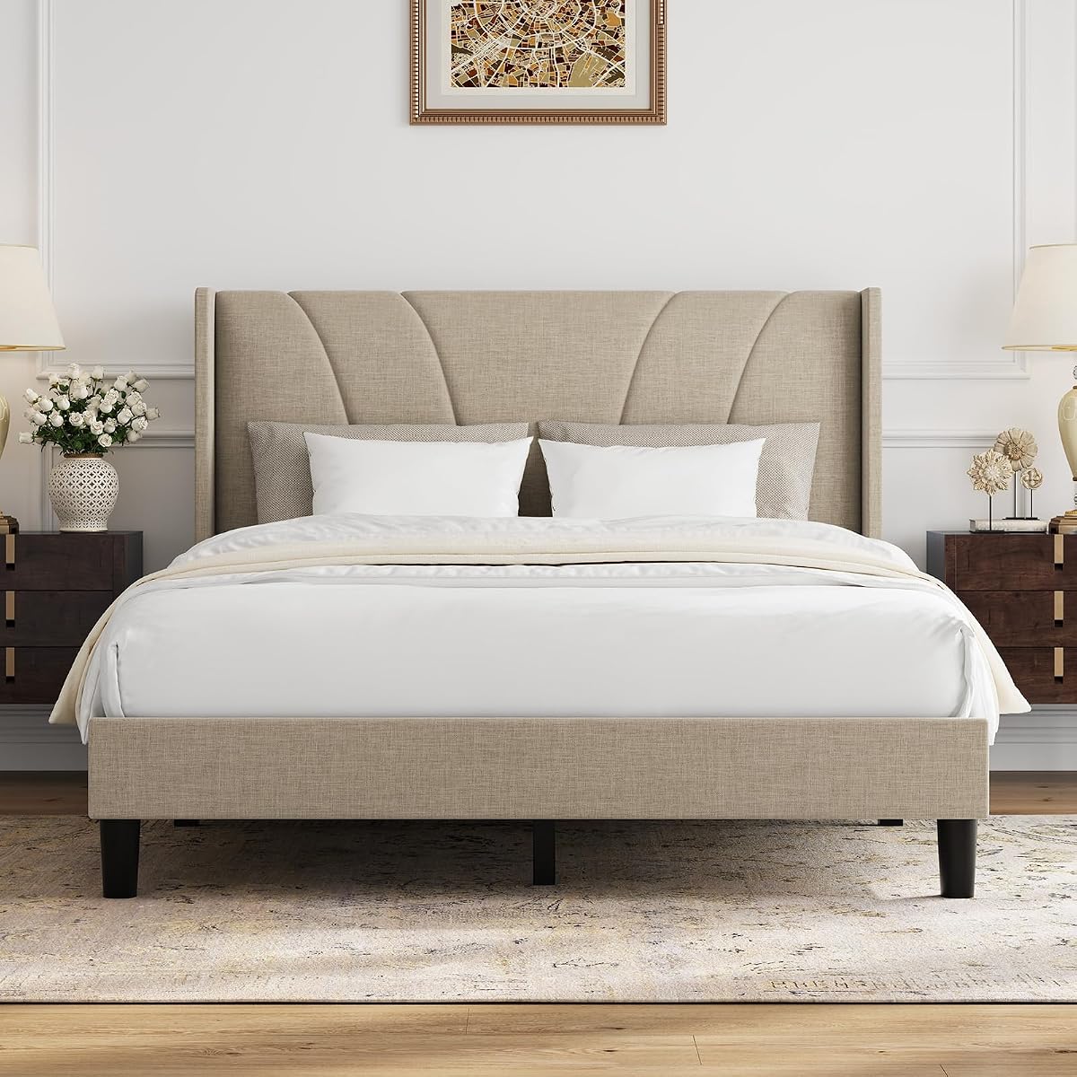 Queen Size Bed Frame, Queen Bed Frame with Headboard