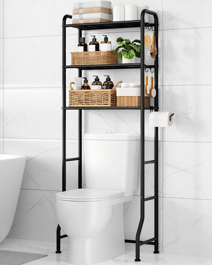 Over Toilet Storage Rack, 63.2" H Space-Saving, Holder & Hooks