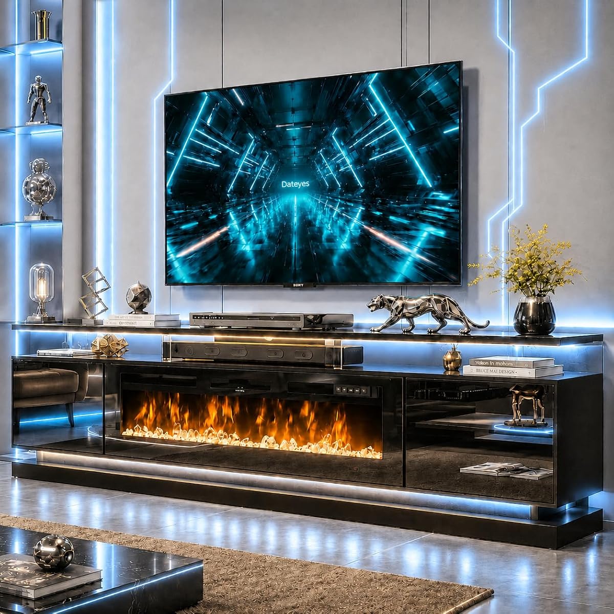 80 Inch Fireplace TV Stand for TVs up to 90"