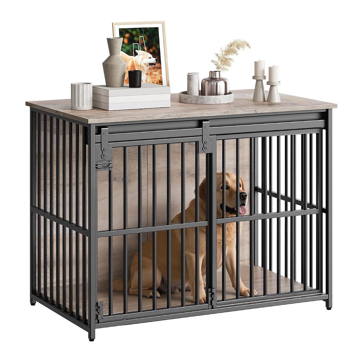 Dog Crate Furniture, 36.6" Heavy Duty Dog Kennel with Sliding Barn Door