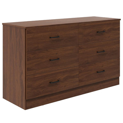 Wood Dresser for Bedroom, 6 Drawer Double Dresser