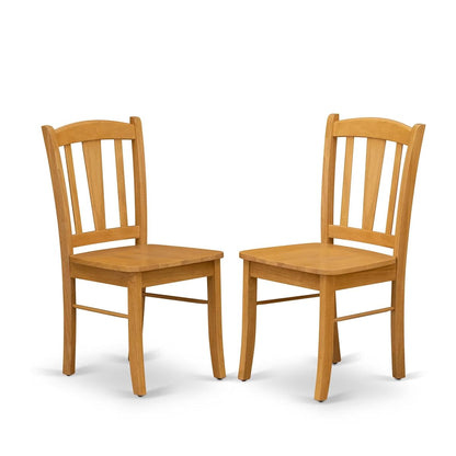 DLC-OAK-W Dublin Dining Chairs - Slat Back Wooden Seat Chairs, Set of 2, Oak