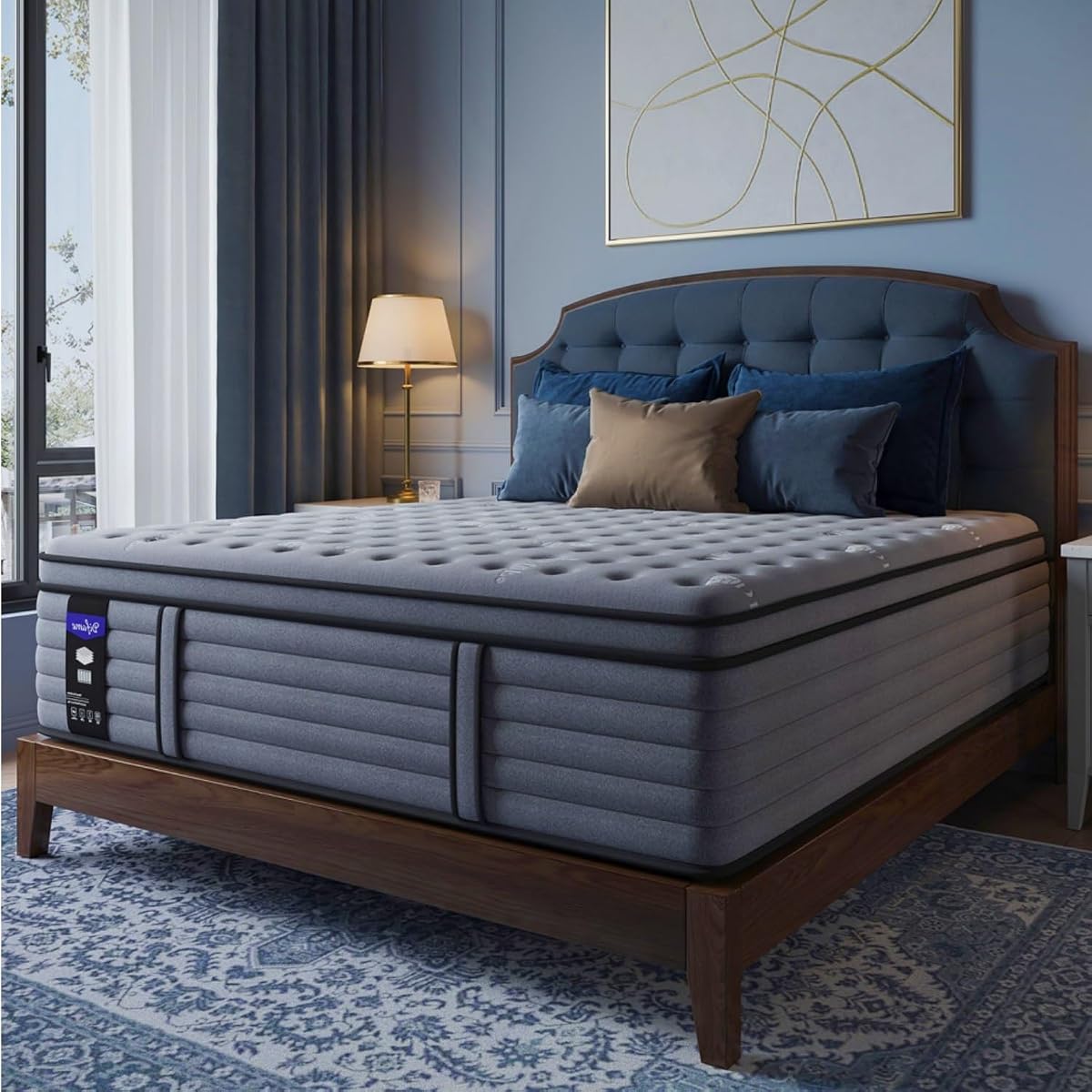 (Luxury Hotel) 18 Inch Hybrid Queen Size Mattress in a Box, Firm Feel