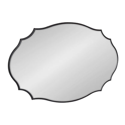 Leanna Glam Oval Mirror, 24 x 36, Black, Modern Scalloped Mirror for Wall