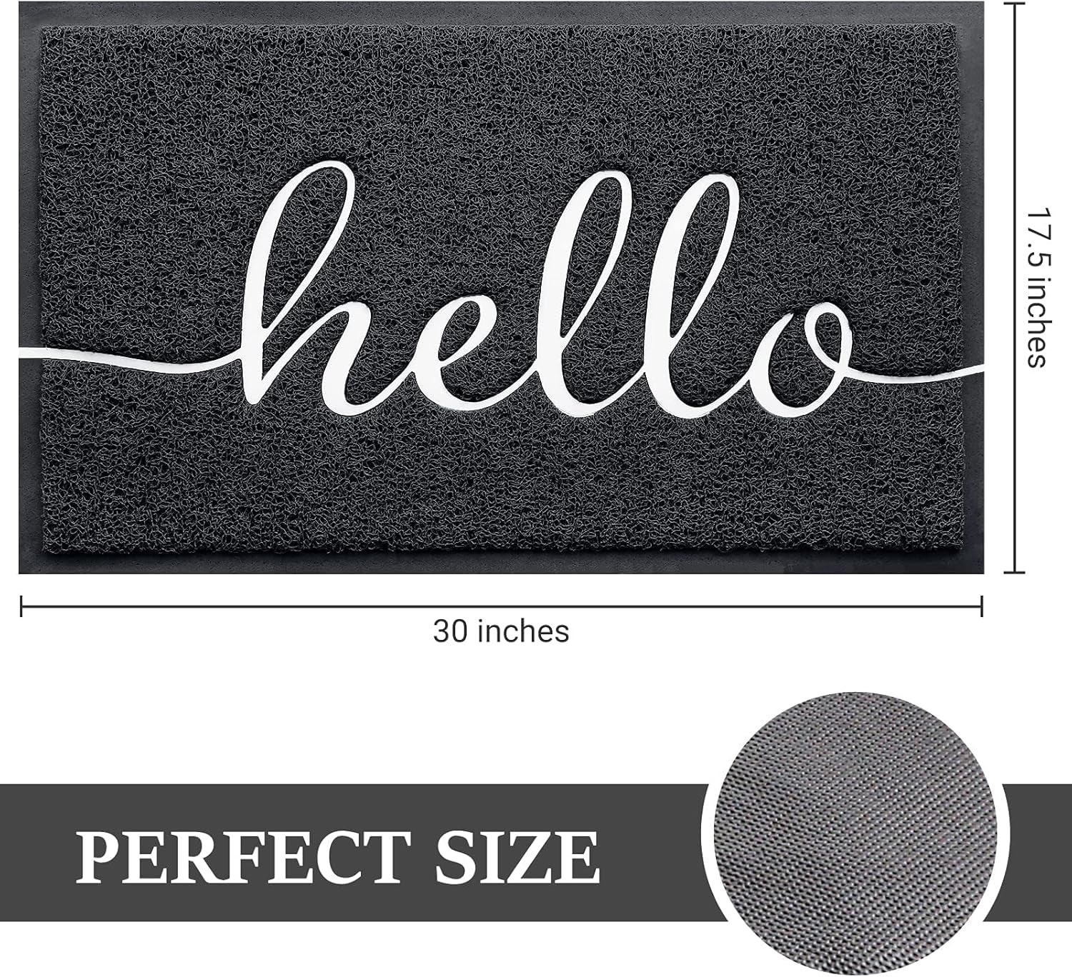 Door Mat (30"X17.5",Black), Welcome Mat Low Profile Front Doormat Floor Mat Non Slip Rugs for Entryway, Patio, High Traffic Areas