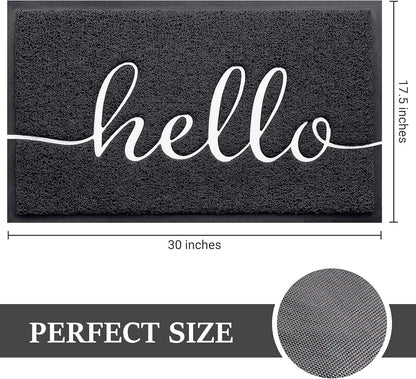 Door Mat (30"X17.5",Black), Welcome Mat Low Profile Front Doormat Floor Mat Non Slip Rugs for Entryway, Patio, High Traffic Areas