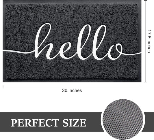 Door Mat (30"X17.5",Black), Welcome Mat Low Profile Front Doormat Floor Mat Non Slip Rugs for Entryway, Patio, High Traffic Areas