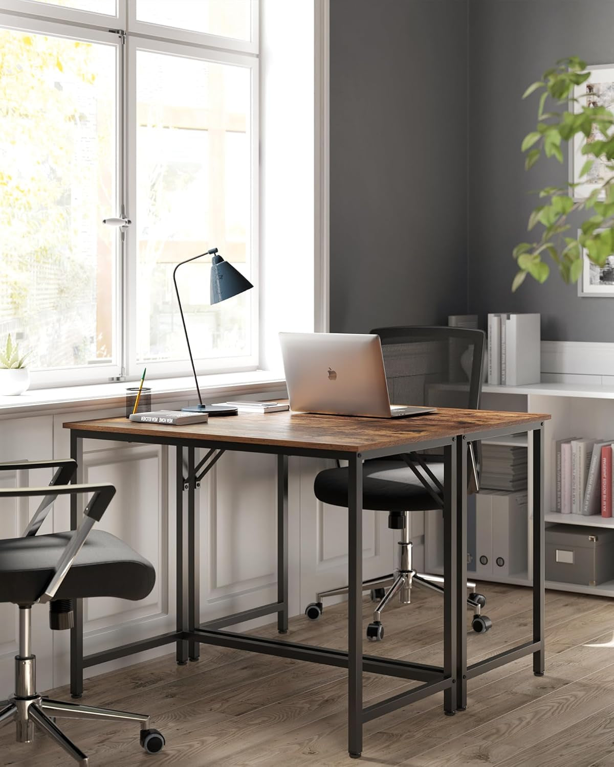 Computer Desk, Gaming Desk, Home Office Desk, for Small Spaces, 19.7 X 39.4 X 29.9 Inches, Industrial Style, Metal Frame, Rustic Brown and Black ULWD41X