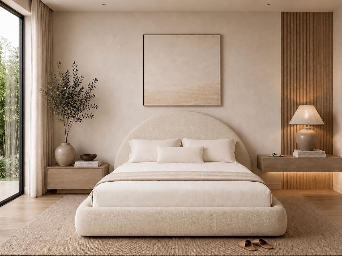 New Round Bed Upholstered Bed Frame –Washable Zip Cover