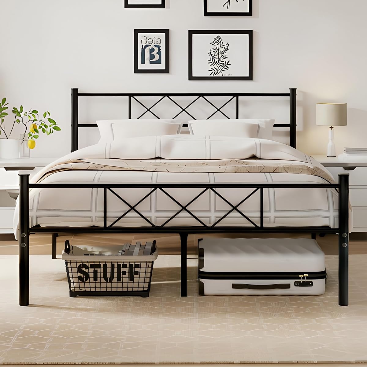 Matte Black Heavy Duty Bed Frame
