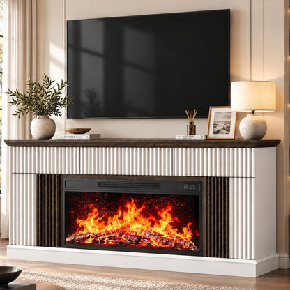 70" Fluted Fireplace TV Stand with 36" Fireplace for 75" TV