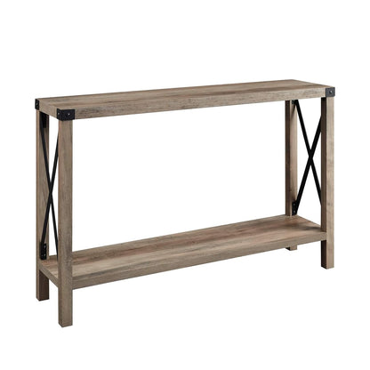 Sedalia Modern Farmhouse Metal X Entry Table, 46 Inch, Grey