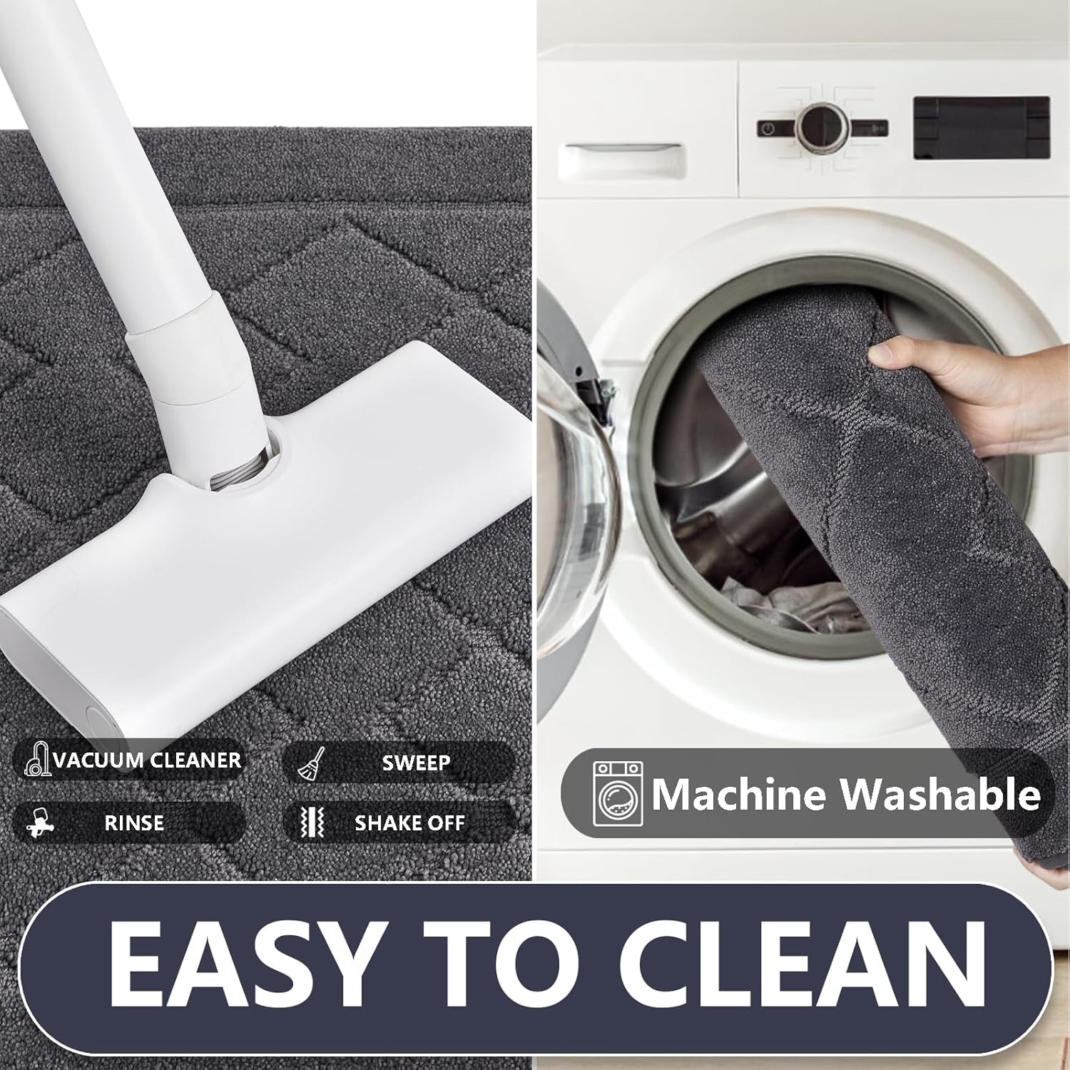 Dirt Trapper Door Mat 20" X 32", Washable Indoor Doormat Rubber Backing Non Slip, Resist Dirt and Absorbent Entrance Mat, Low Profile inside Floor Mats for Front Back Door and Entryway, Grey